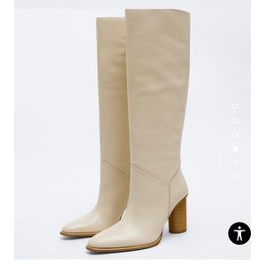 NWT Heeled Leather Knee High Boot